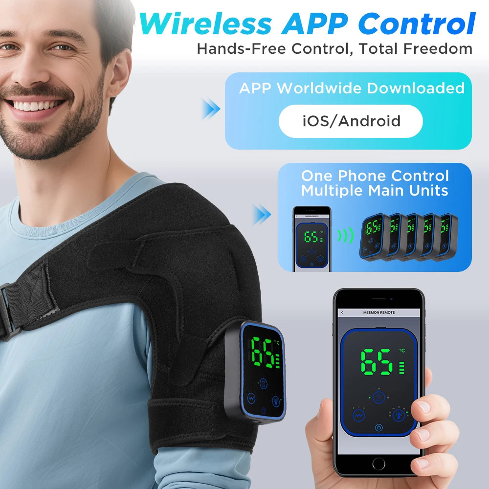 Detachable Electric Shoulder Massager APP Control Heating Vibration Shoulder Massager Brace Muscle Relax Shoulder Massage Belt