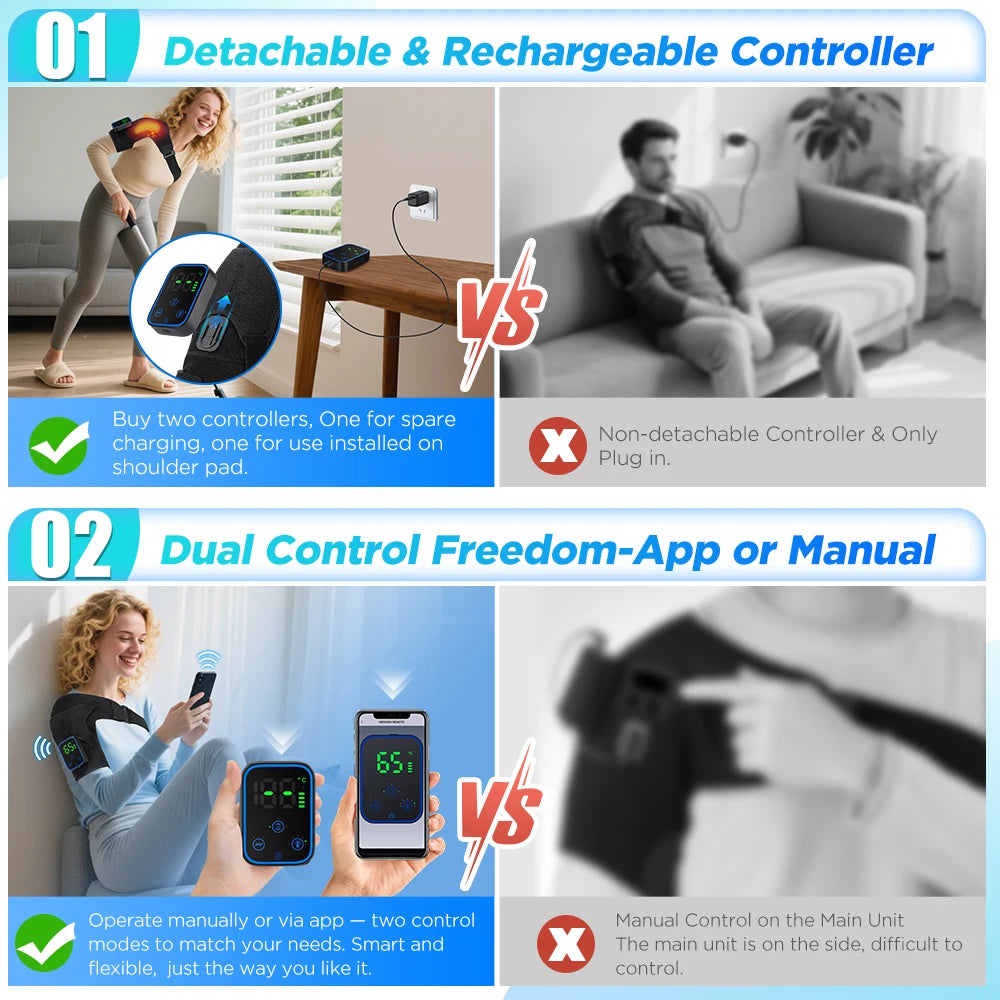 Detachable Electric Shoulder Massager APP Control Heating Vibration Shoulder Massager Brace Muscle Relax Shoulder Massage Belt
