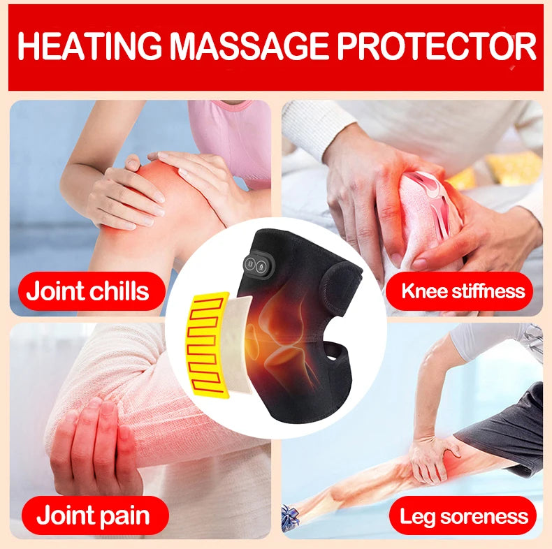 USB Electric Shoulder Brace Heated Knee Massager Vibration Massage Black Support Strap with Adjustable Three Levels of Heating