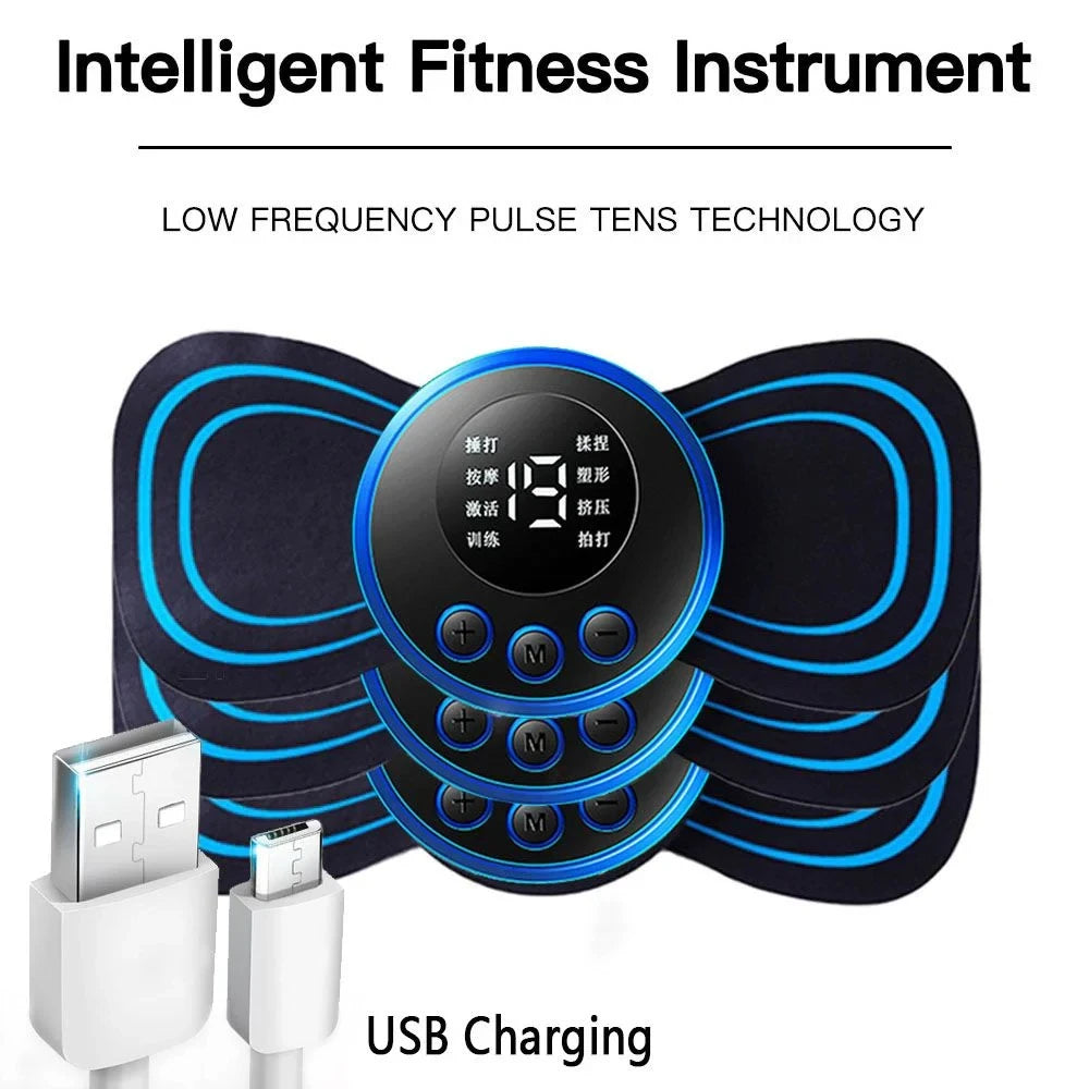 EMS Neck Massage Electric Massager Cervical Neck Back Patch 8 Mode Pulse Muscle Stimulator Portable Relief Pain