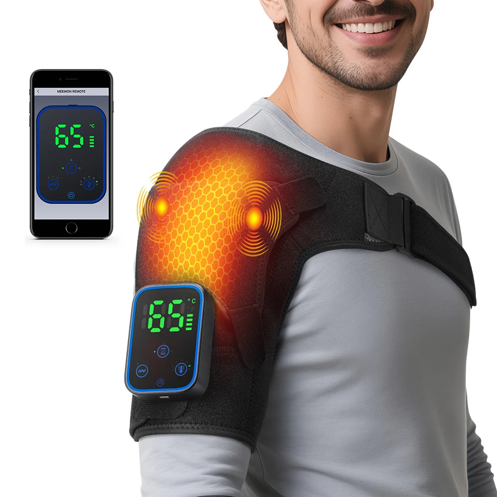Detachable Electric Shoulder Massager APP Control Heating Vibration Shoulder Massager Brace Muscle Relax Shoulder Massage Belt