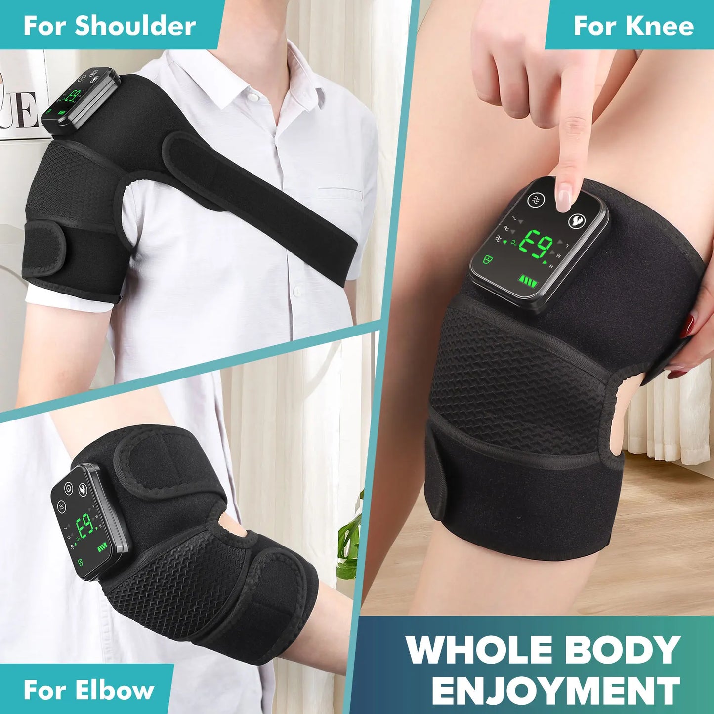 3 in 1 Vibration & Heating Shoulde Massager Blets Warmer Shoulder Hot Compress Massager Pads USB Charge