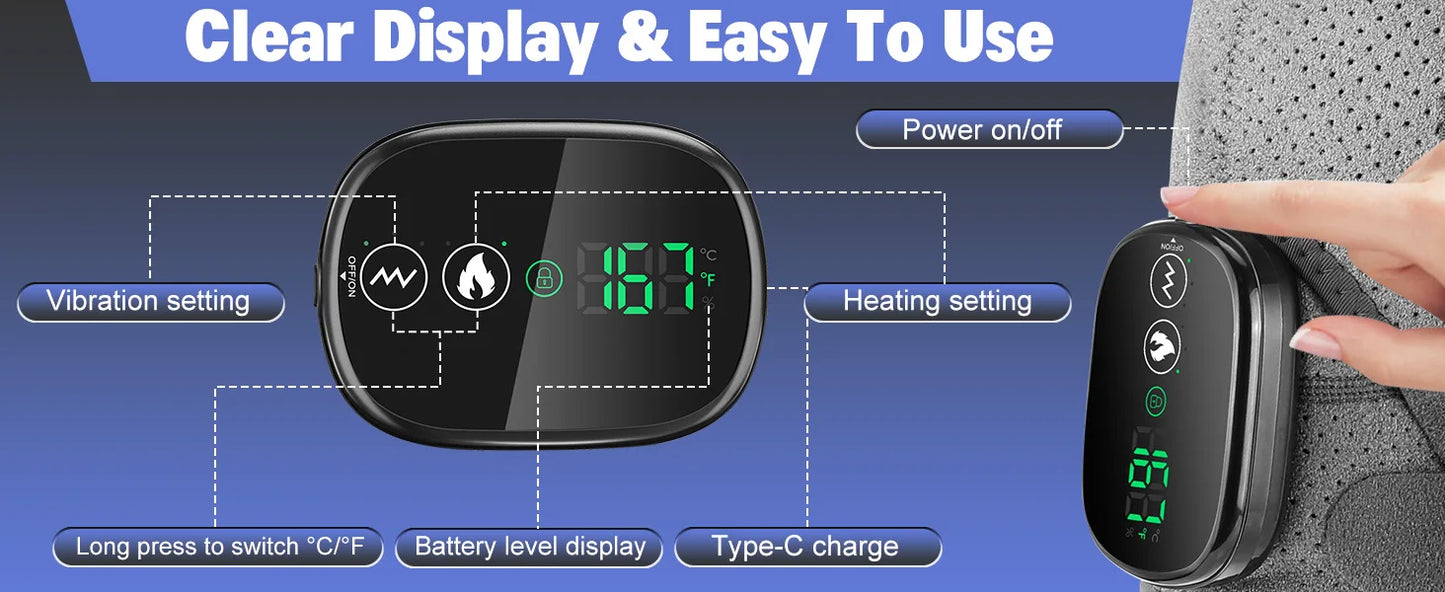 3 in 1 Vibration & Heating Shoulde Massager Blets Warmer Shoulder Hot Compress Massager Pads USB Charge