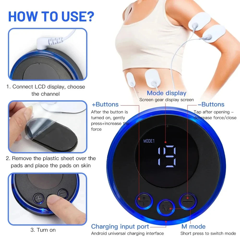 EMS Neck Massage Electric Massager Cervical Neck Back Patch 8 Mode Pulse Muscle Stimulator Portable Relief Pain
