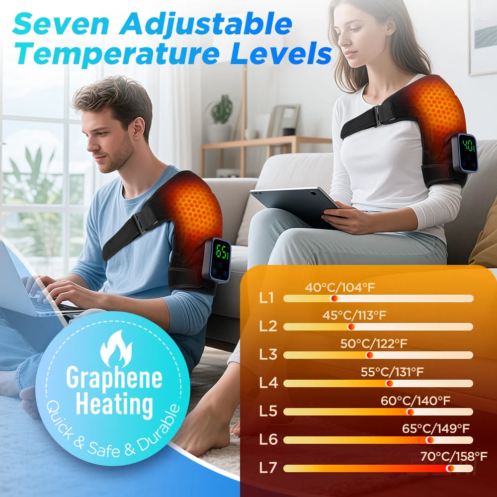 Detachable Electric Shoulder Massager APP Control Heating Vibration Shoulder Massager Brace Muscle Relax Shoulder Massage Belt