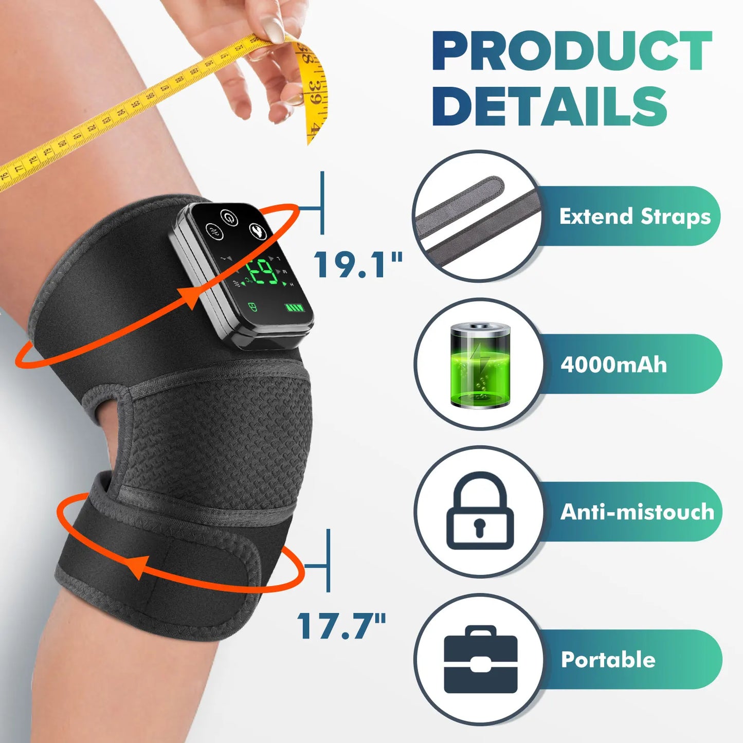 3 in 1 Vibration & Heating Shoulde Massager Blets Warmer Shoulder Hot Compress Massager Pads USB Charge