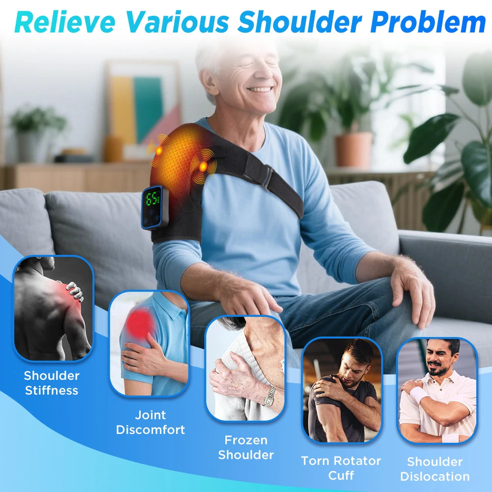 Detachable Electric Shoulder Massager APP Control Heating Vibration Shoulder Massager Brace Muscle Relax Shoulder Massage Belt