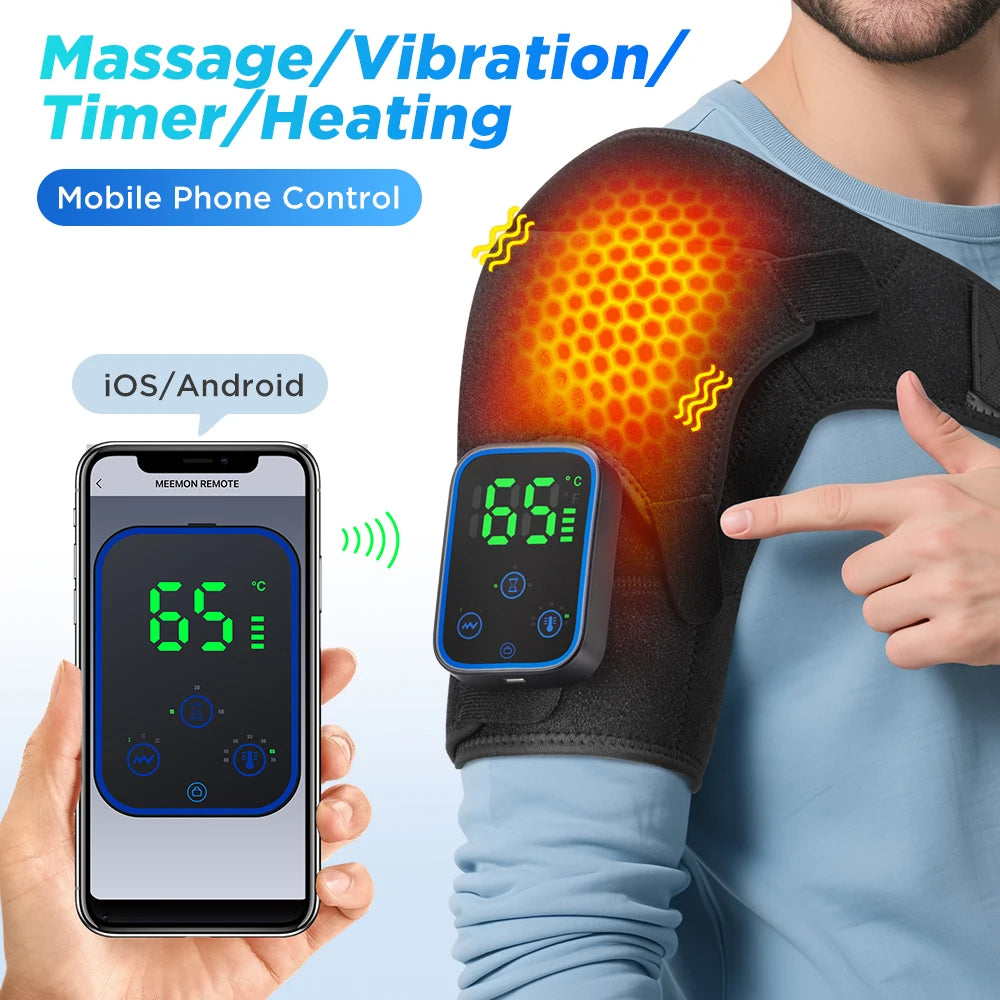 Detachable Electric Shoulder Massager APP Control Heating Vibration Shoulder Massager Brace Muscle Relax Shoulder Massage Belt