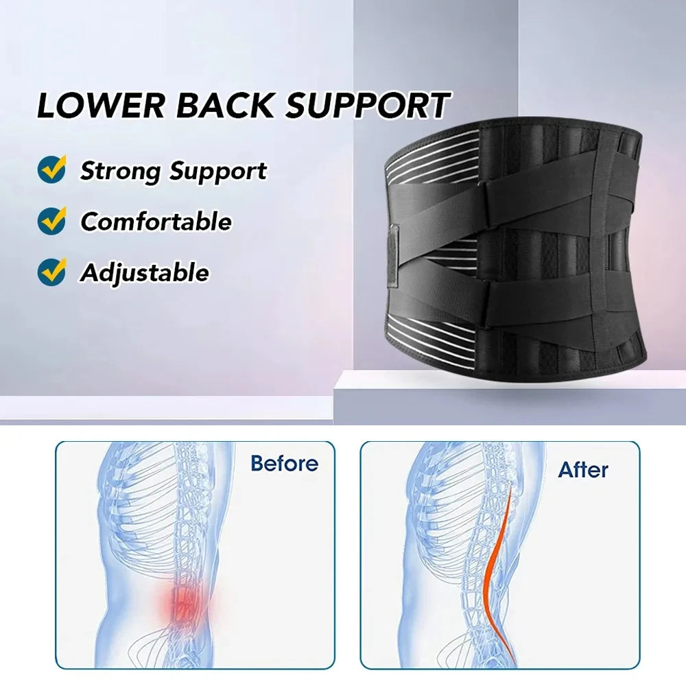 Lower Back Brace Lumbar Support Belt Adjustable Double Pull Breathable Spine Decompression Medical Orthopedic Brace Pain Relief