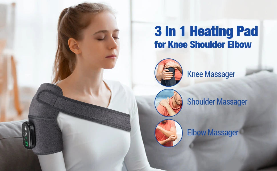 Electric Heating Heated Shoulder Brace Wrap Shoulder Massage Support Belt Strap with Adjustable of Heating