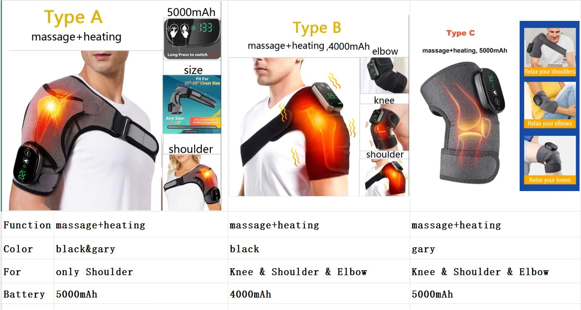 Electric Heating Heated Shoulder Brace Wrap Shoulder Massage Support Belt Strap with Adjustable of Heating