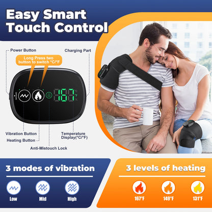 3 in 1 Vibration & Heating Shoulde Massager Blets Warmer Shoulder Hot Compress Massager Pads USB Charge