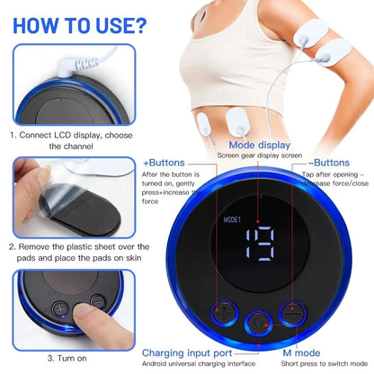 EMS Neck Massage Electric Massager Cervical Neck Back Patch 8 Mode Pulse Muscle Stimulator Portable Relief Pain