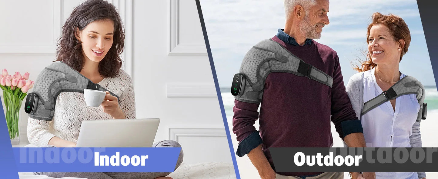 3 in 1 Vibration & Heating Shoulde Massager Blets Warmer Shoulder Hot Compress Massager Pads USB Charge