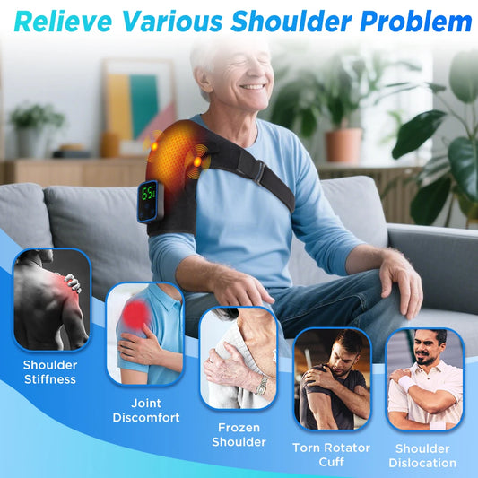 Detachable Electric Shoulder Massager APP Control Heating Vibration Shoulder Massager Brace Muscle Relax Shoulder Massage Belt