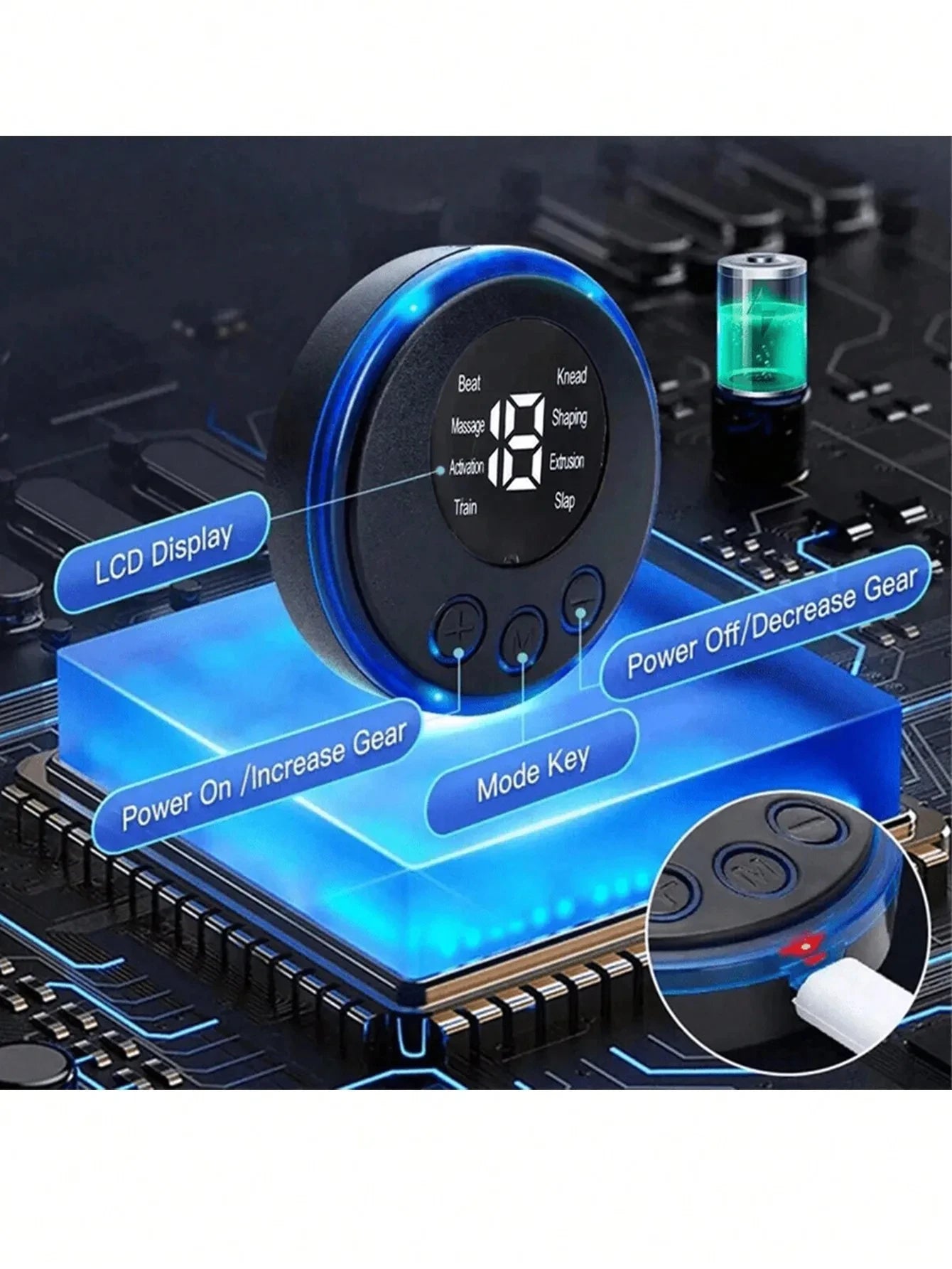 EMS Neck Massage Electric Massager Cervical Neck Back Patch 8 Mode Pulse Muscle Stimulator Portable Relief Pain